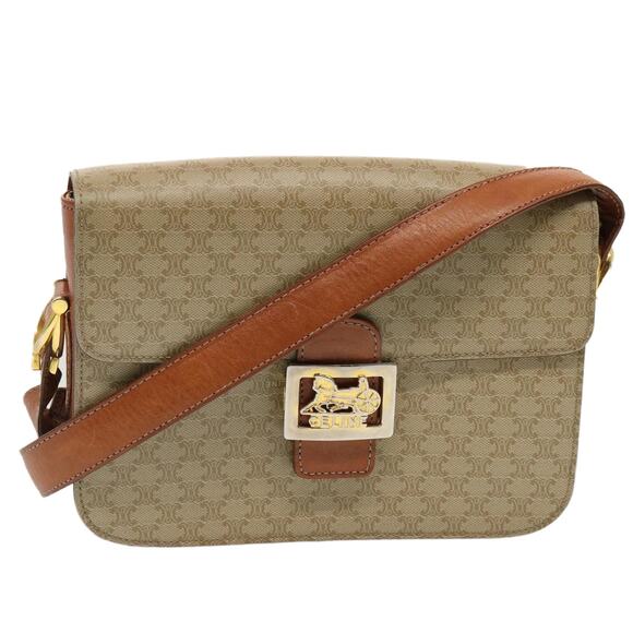 CELINE Macadam Canvas Shoulder Bag Beige - Picture 1 of 13